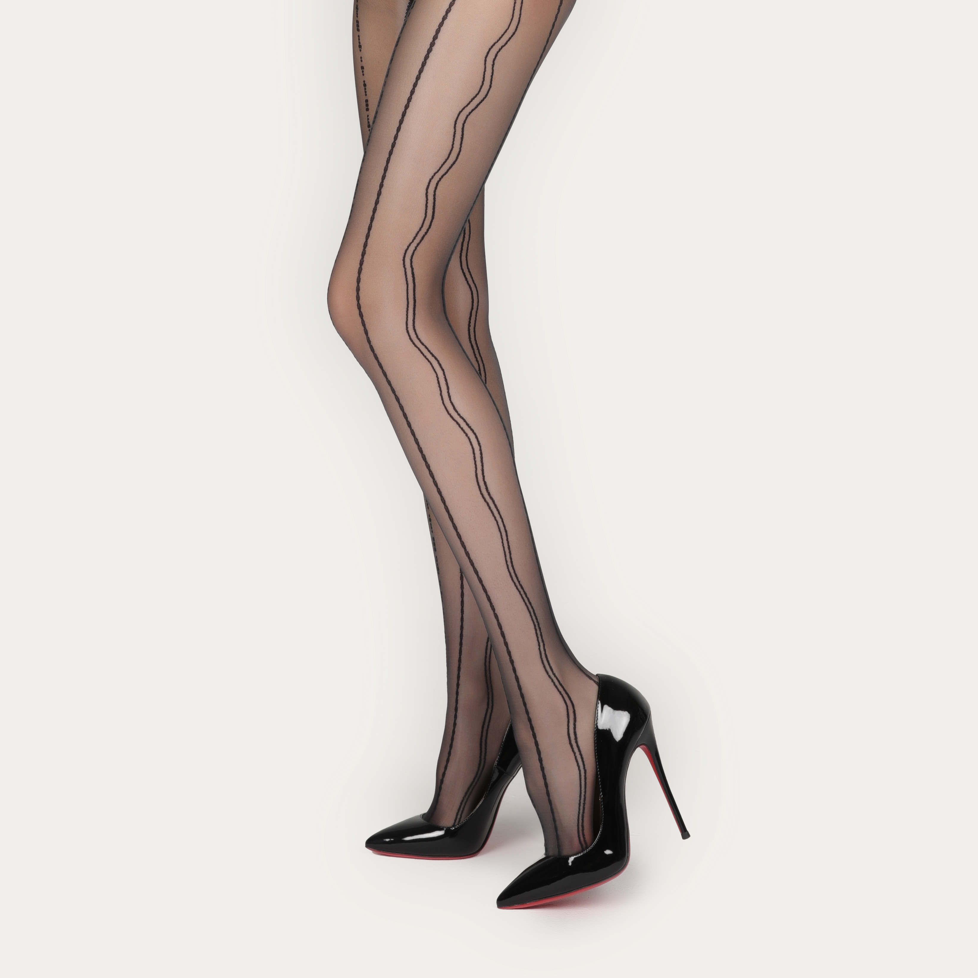 "Denpa" — glossy, smooth jacquard-knit stockings