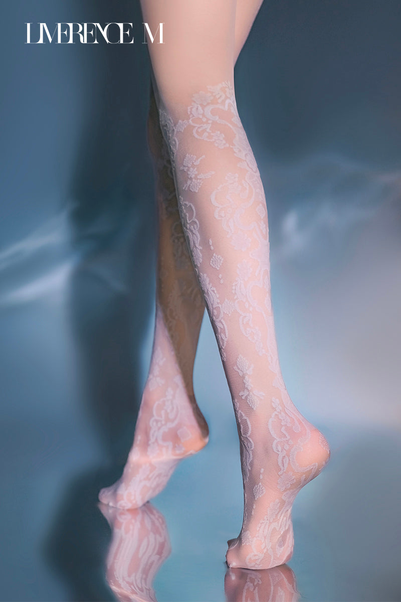 「Venus」15D レースジャカードストッキング 透け感  レトロ ふんわり セクシー