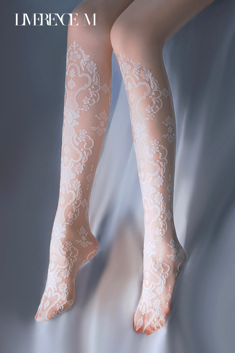 「Venus」15D レースジャカードストッキング 透け感  レトロ ふんわり セクシー