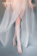 「Venus」15D レースジャカードストッキング 透け感  レトロ ふんわり セクシー