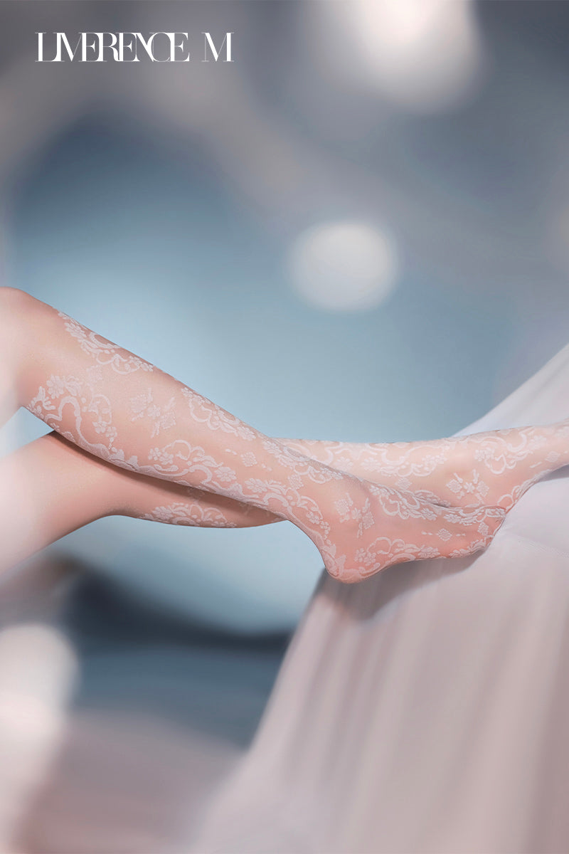 「Venus」15D レースジャカードストッキング 透け感  レトロ ふんわり セクシー