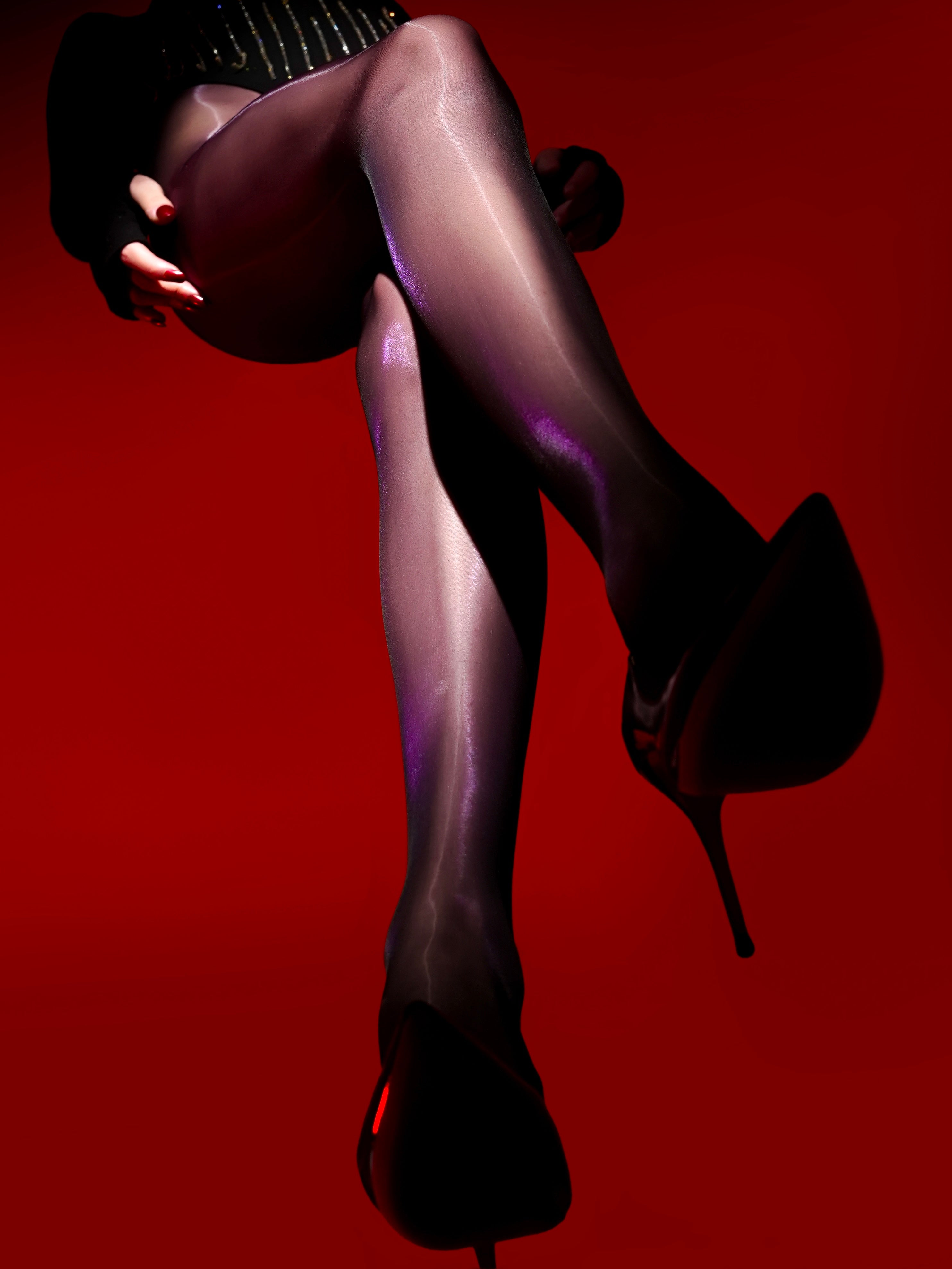 「Prism」15D オイル光沢ストッキング 多彩な輝き なめらか 一体型ウエスト ワンラインクロッチ 高弾力