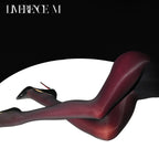 「Gem」150D 光沢ストッキング うるツヤ なめらか 高弾力 ブラック×カラーグロウ