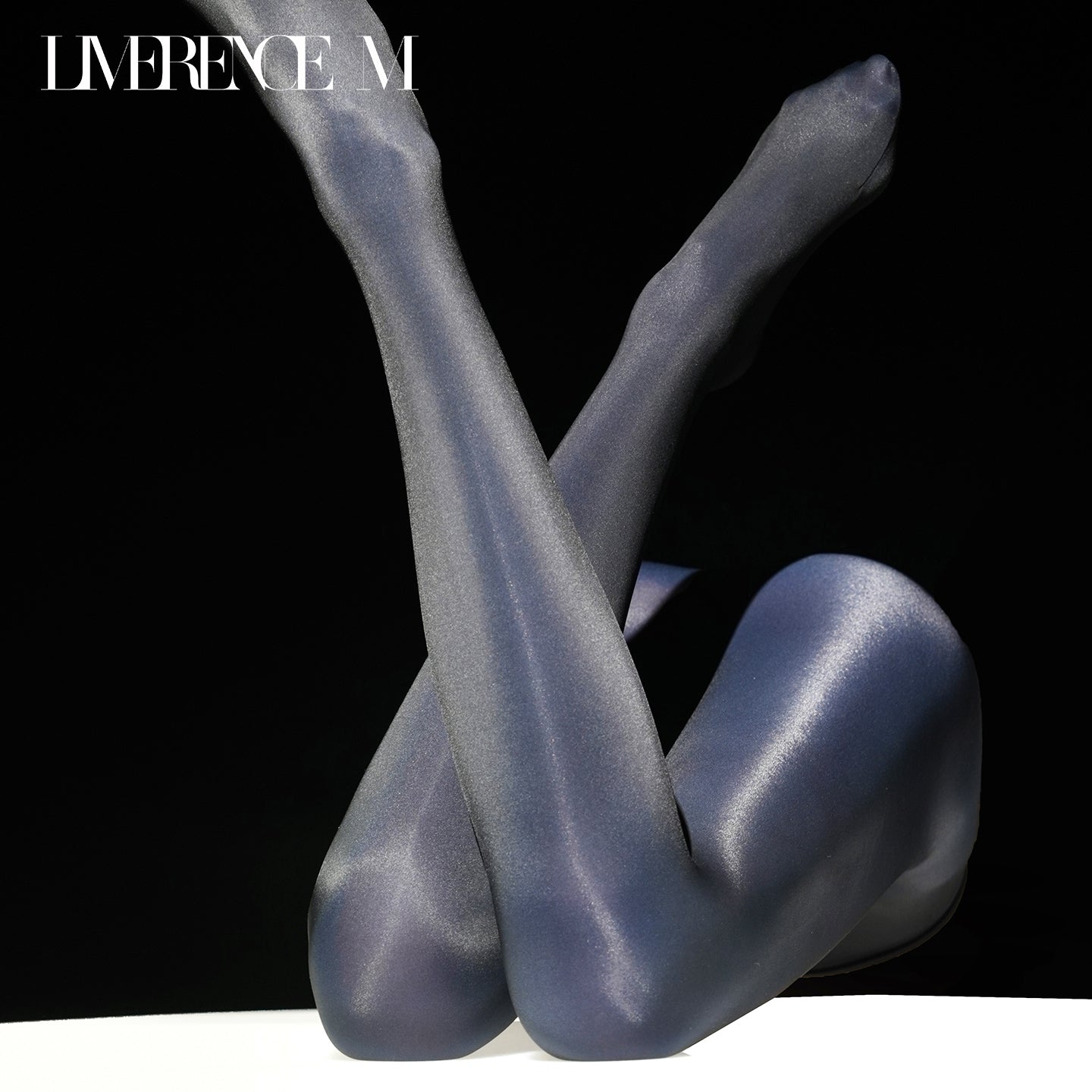 「Gem」150D 光沢ストッキング うるツヤ なめらか 高弾力 ブラック×カラーグロウ