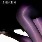 「Gem」150D 光沢ストッキング うるツヤ なめらか 高弾力 ブラック×カラーグロウ