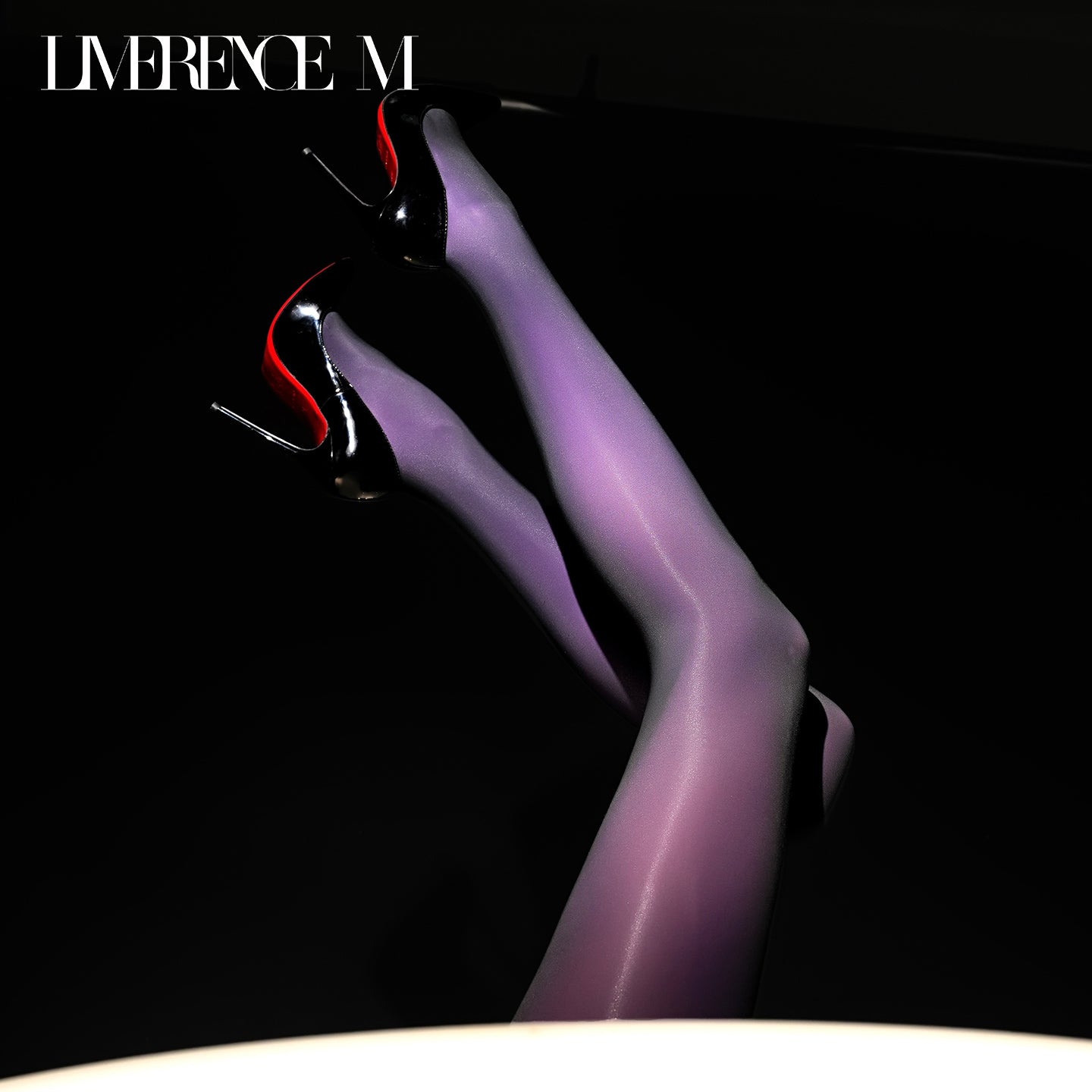 「Gem」150D 光沢ストッキング うるツヤ なめらか 高弾力 ブラック×カラーグロウ