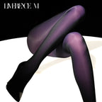 「Gem」150D 光沢ストッキング うるツヤ なめらか 高弾力 ブラック×カラーグロウ