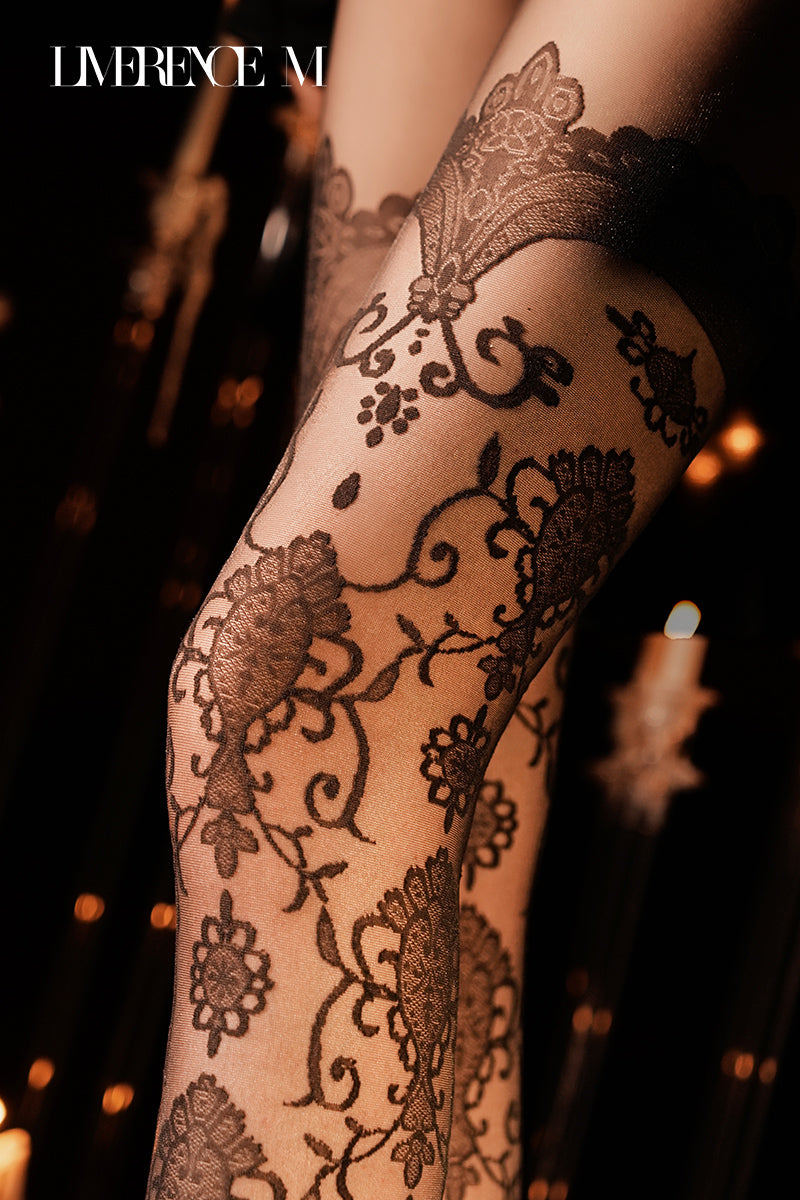 「Baroque」15D バロック調 レトロ風ストッキング 柔らか 美脚 セクシー