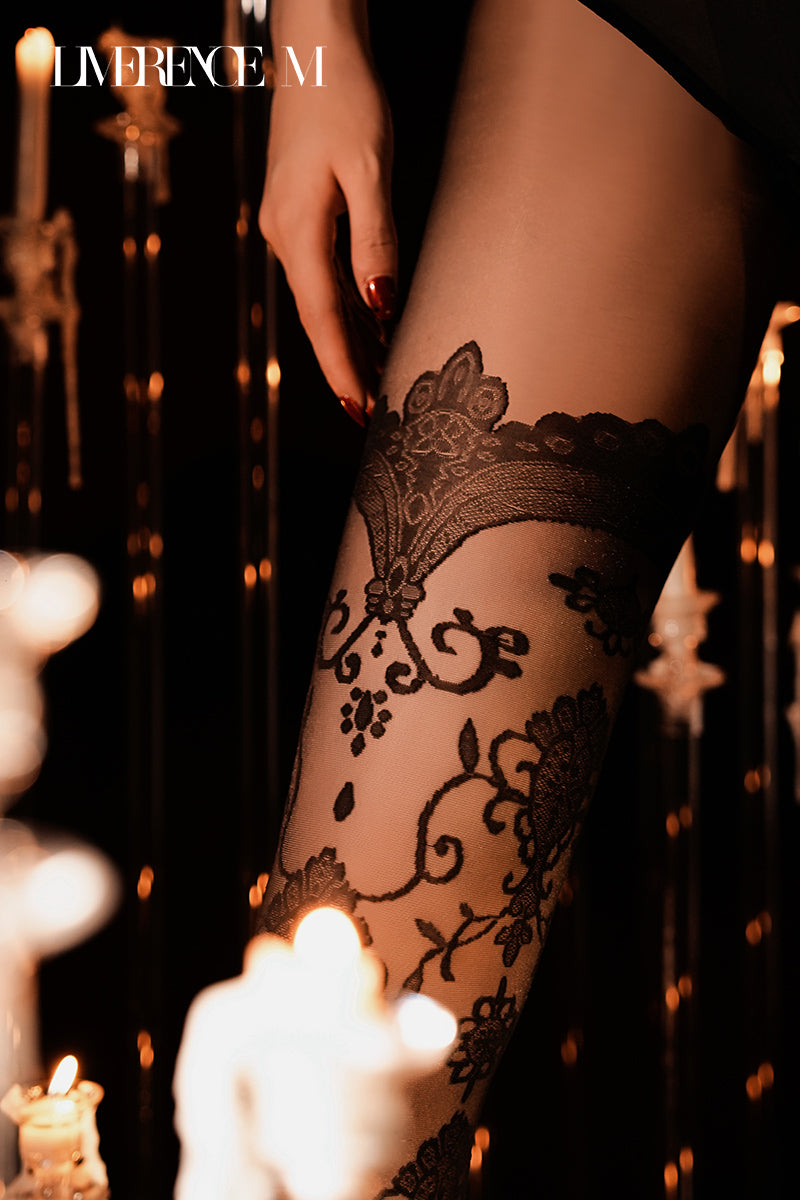 「Baroque」15D バロック調 レトロ風ストッキング 柔らか 美脚 セクシー